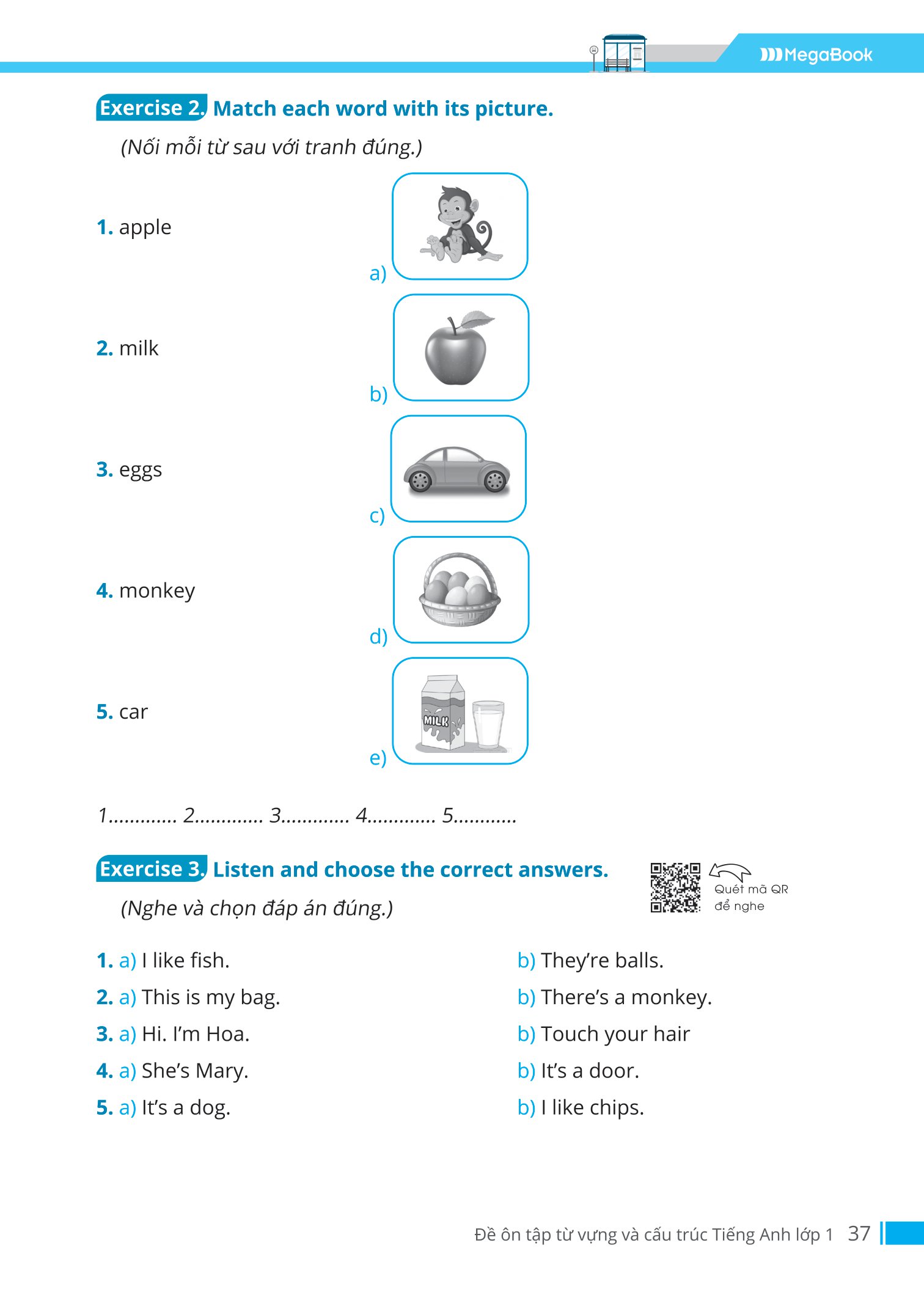 đề ôn tập từ vựng và cấu trúc tiếng anh lớp 1 - Ảnh 14