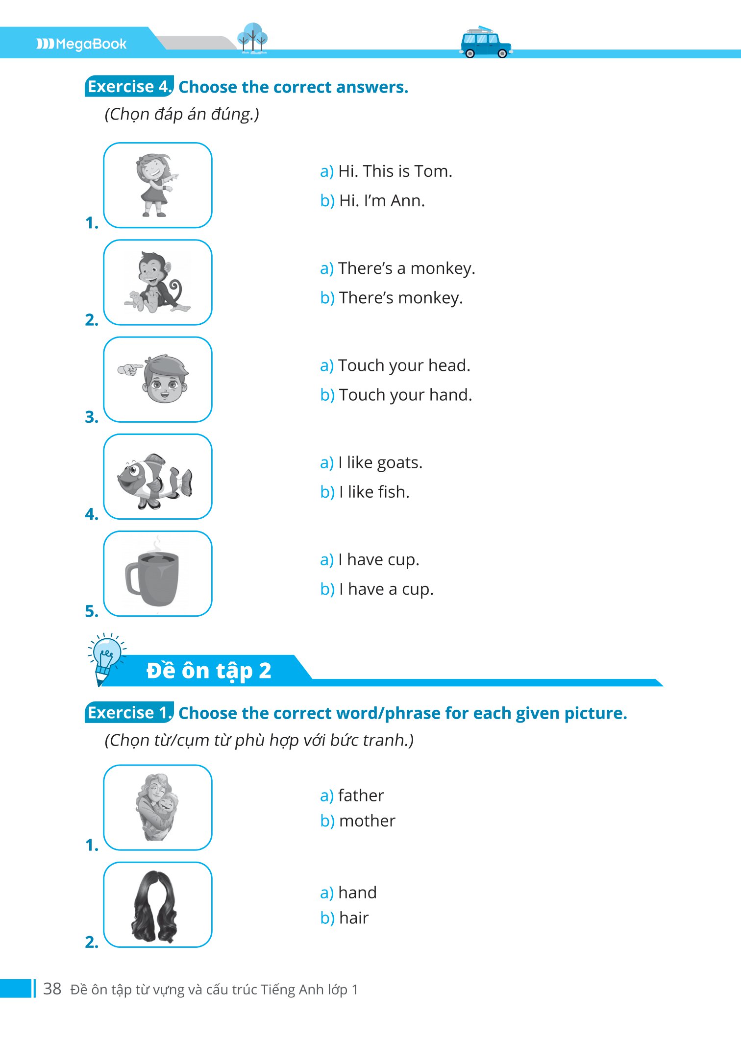 đề ôn tập từ vựng và cấu trúc tiếng anh lớp 1 - Ảnh 15