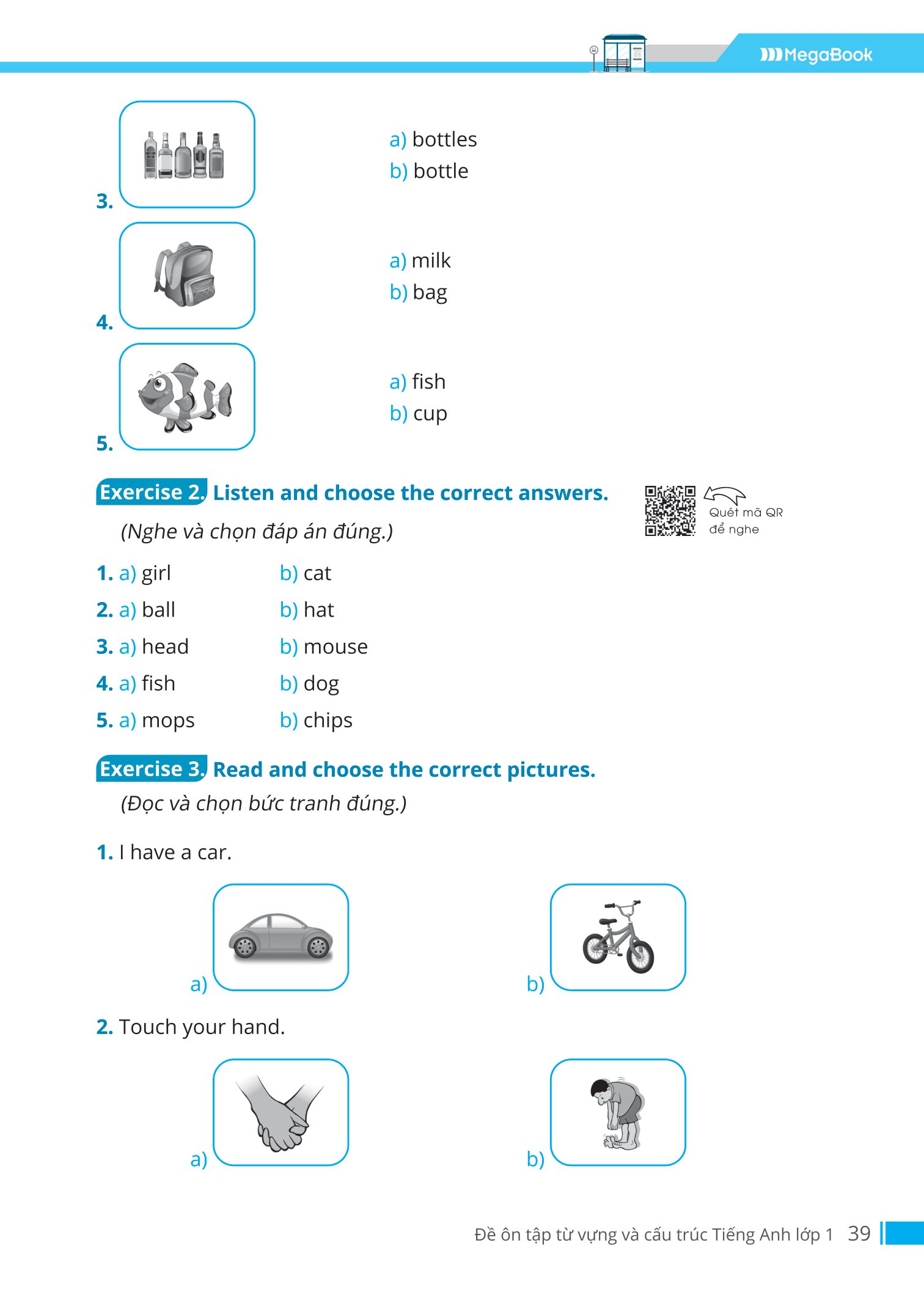 đề ôn tập từ vựng và cấu trúc tiếng anh lớp 1 - Ảnh 16
