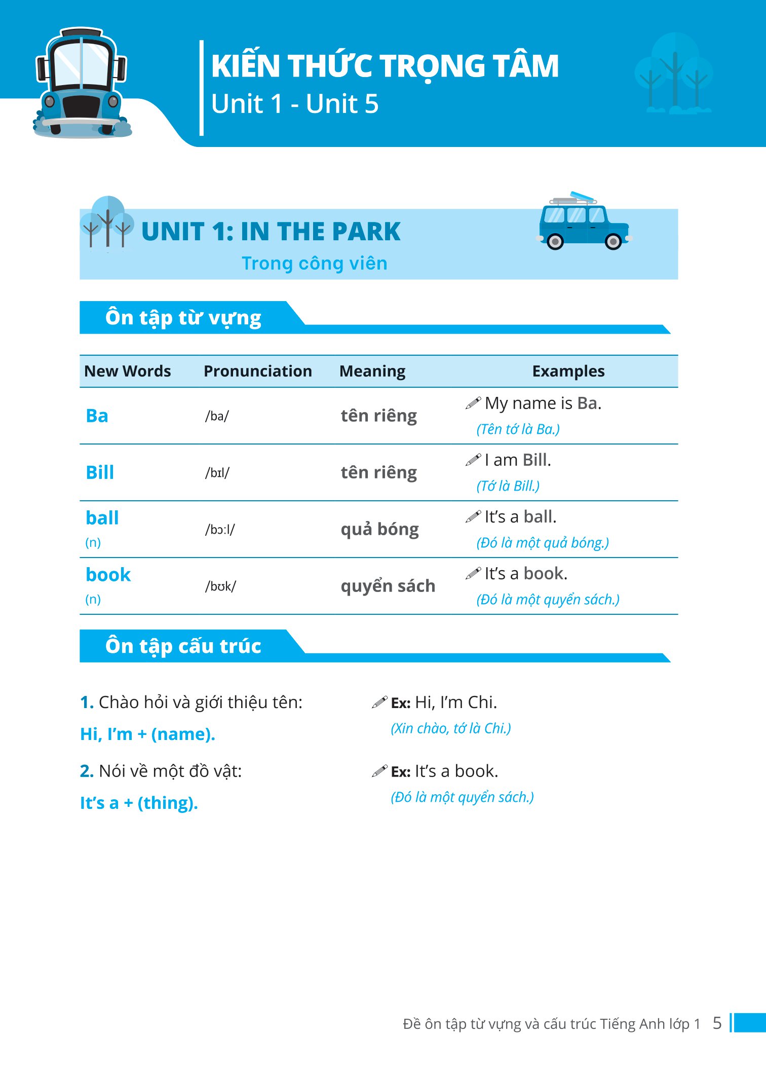 đề ôn tập từ vựng và cấu trúc tiếng anh lớp 1 - Ảnh 5