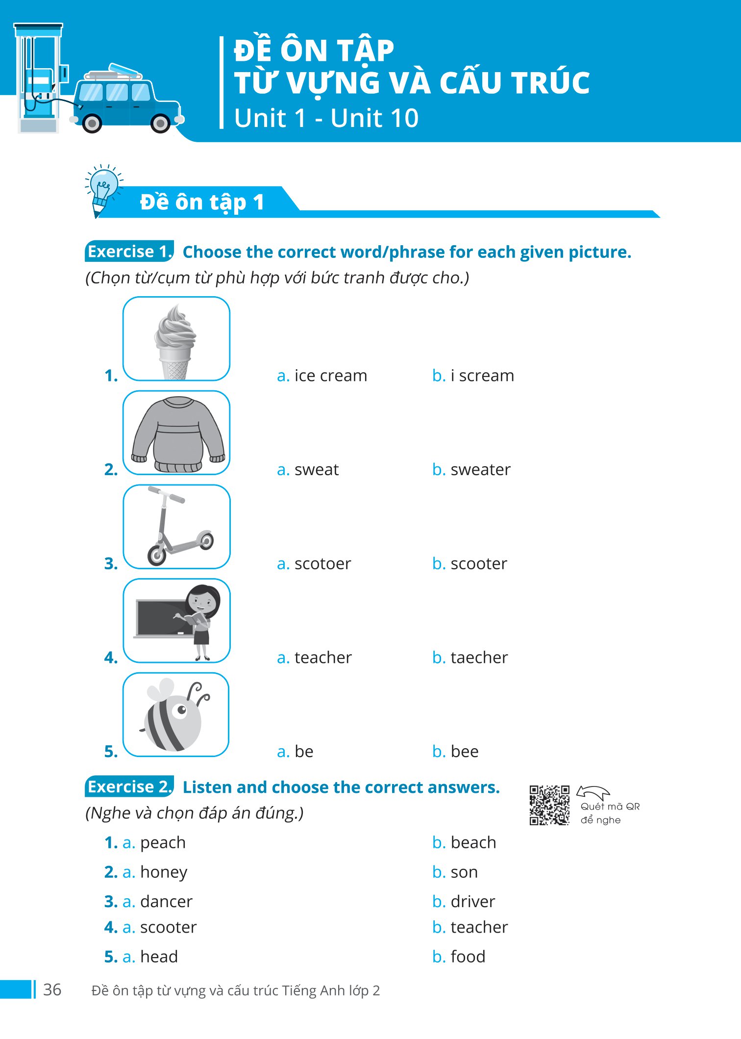 đề ôn tập từ vựng và cấu trúc tiếng anh lớp 2 - Ảnh 13