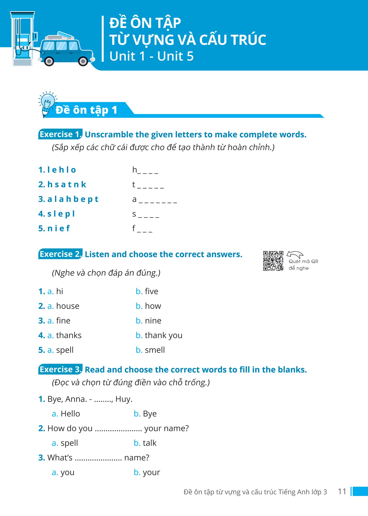 đề ôn tập từ vựng và cấu trúc tiếng anh lớp 3 - Ảnh 10