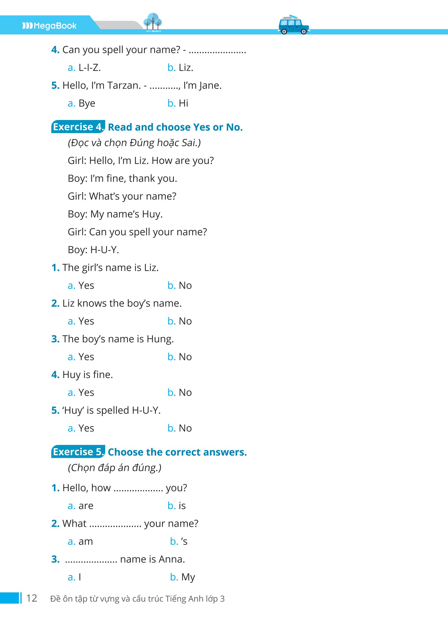 đề ôn tập từ vựng và cấu trúc tiếng anh lớp 3 - Ảnh 11