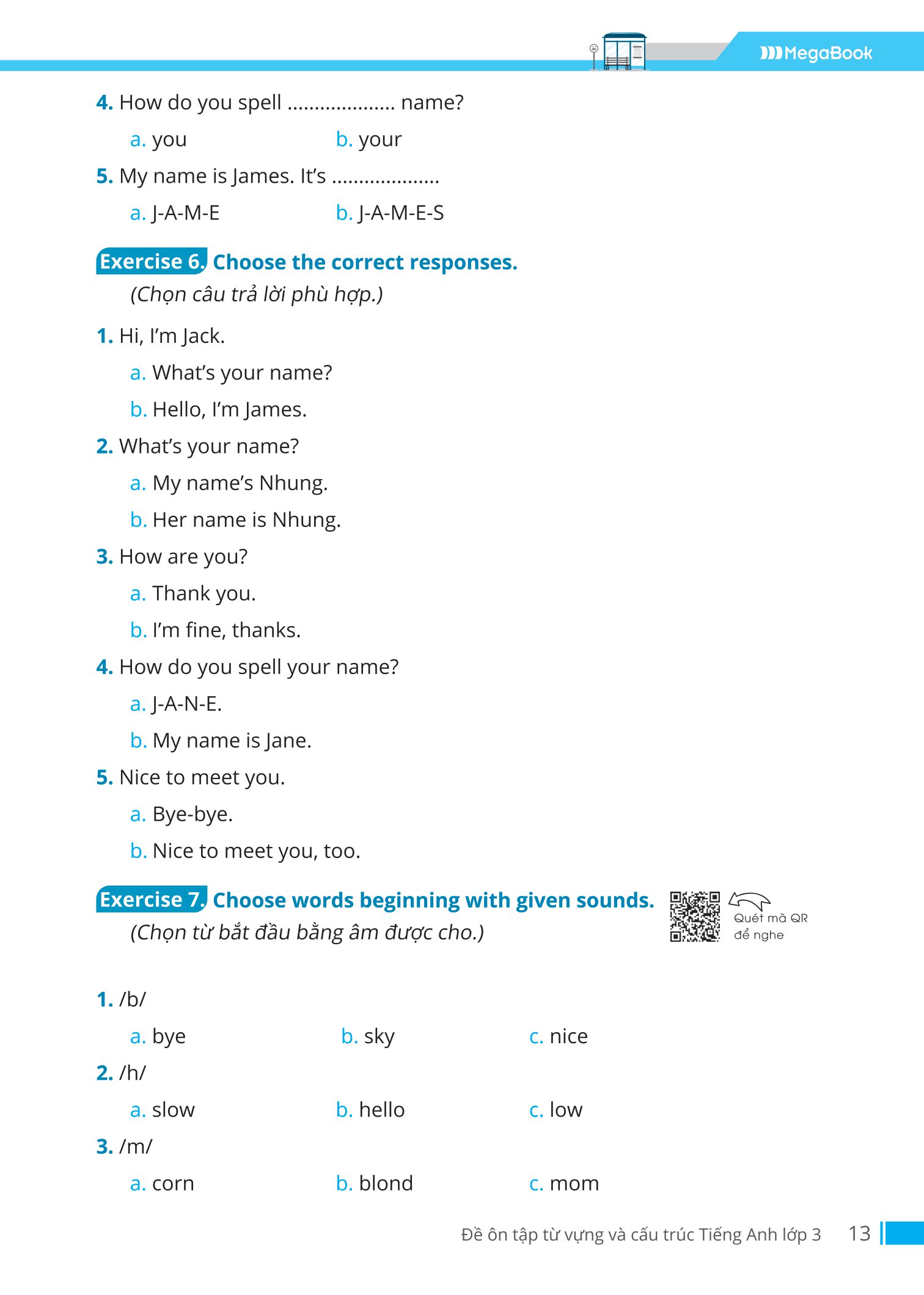 đề ôn tập từ vựng và cấu trúc tiếng anh lớp 3 - Ảnh 12