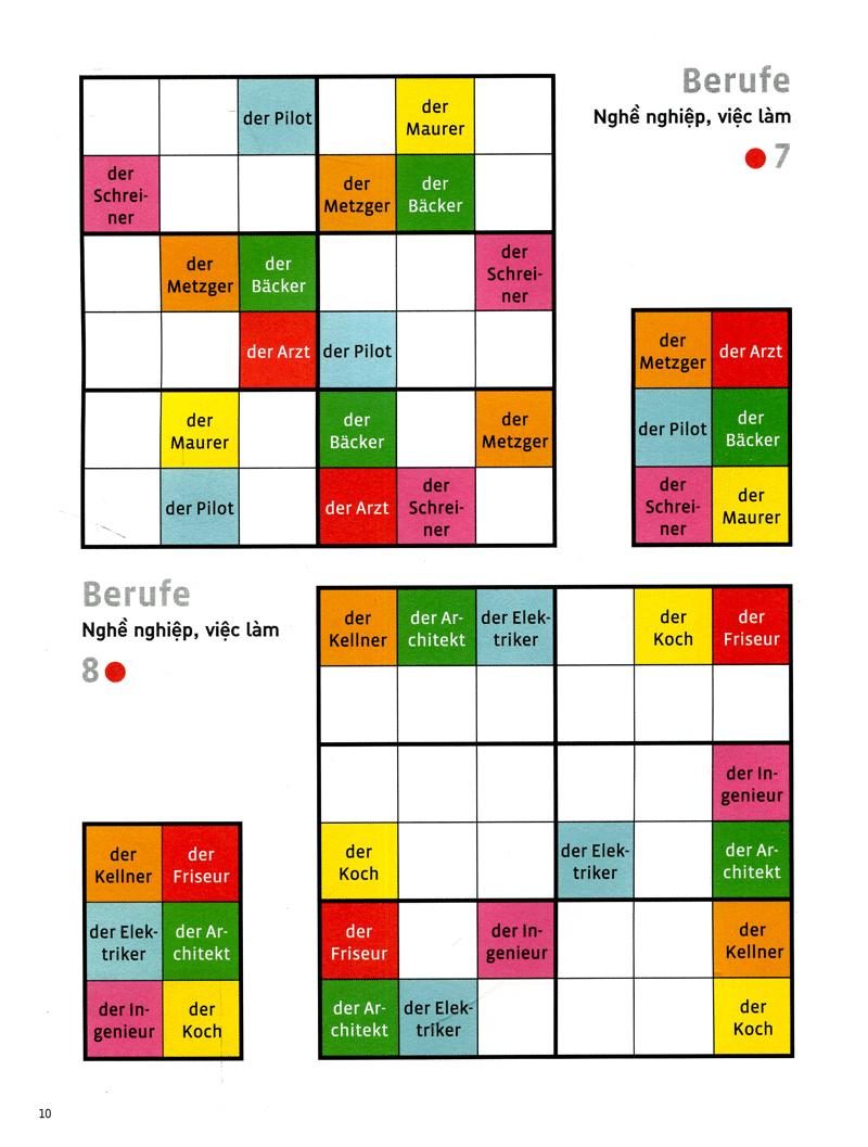 deutsch wodoku (a1-a2) - vui học từ vựng với ô chữ sudoku - Ảnh 8