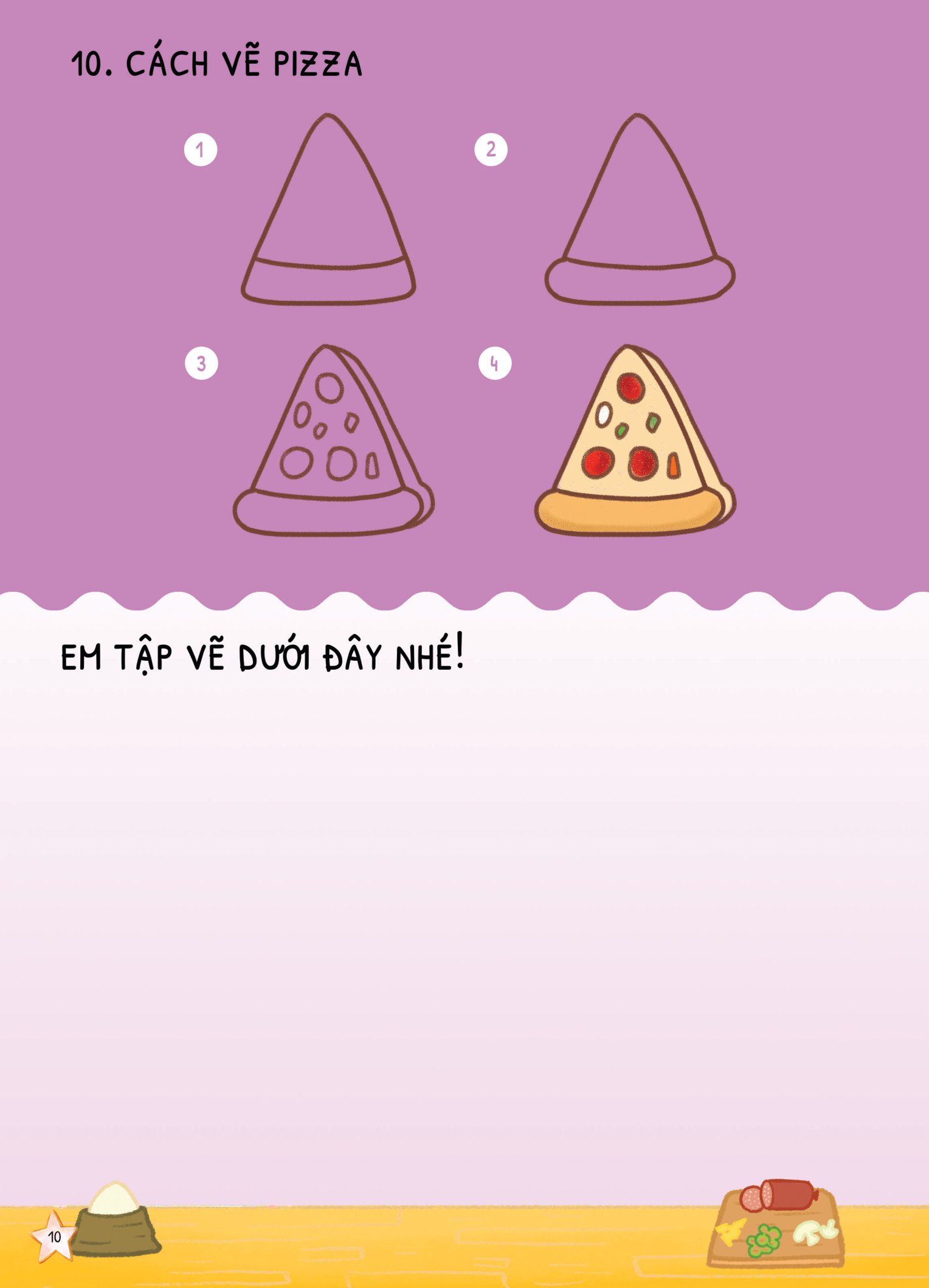 dino tập vẽ - 4 bước vẽ đơn giản - đồ ăn - Ảnh 8