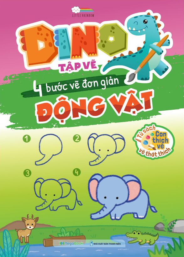 dino tập vẽ - 4 bước vẽ đơn giản - động vật - Ảnh 2