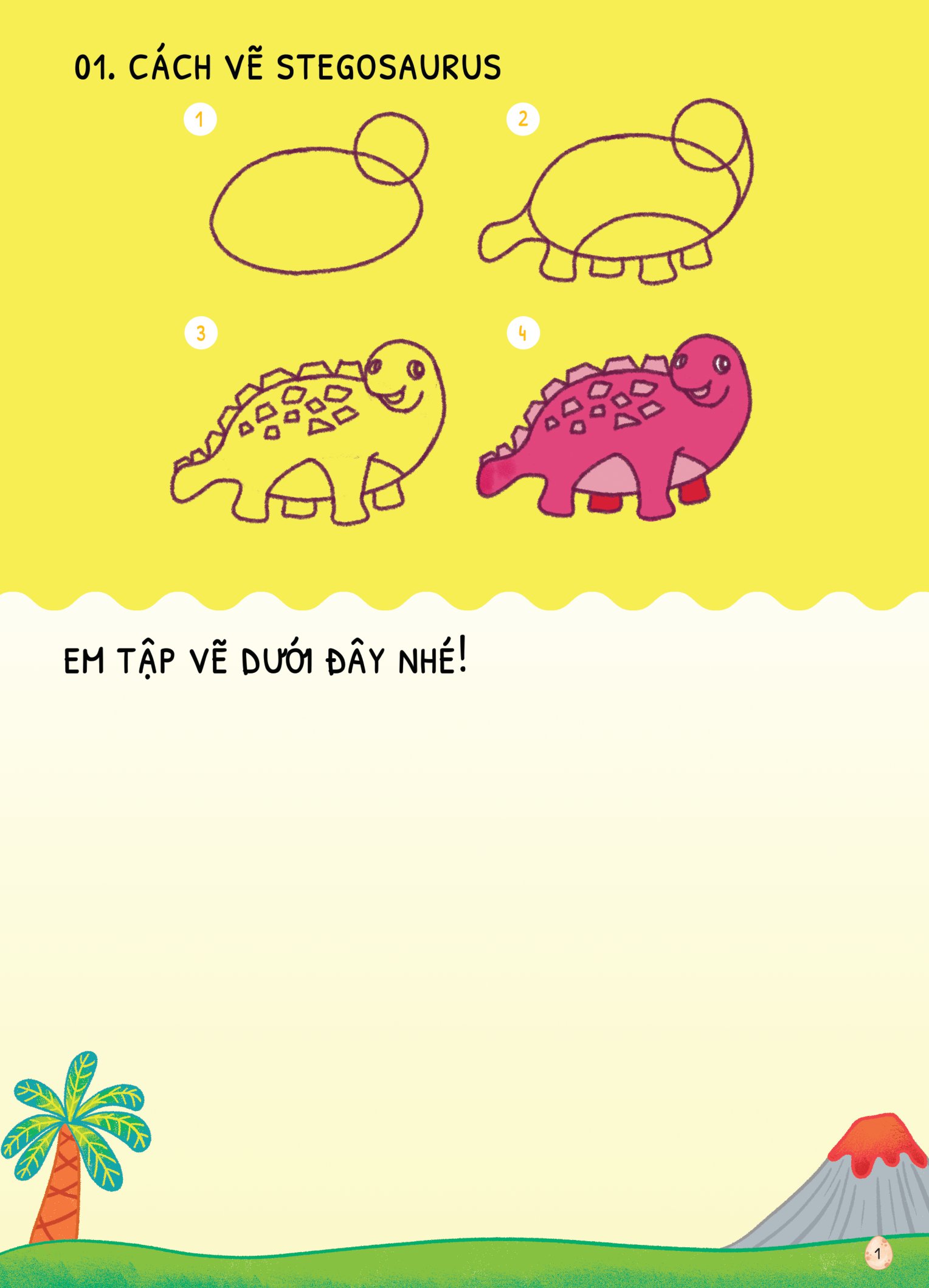 dino tập vẽ - 4 bước vẽ đơn giản - khủng long - Ảnh 3