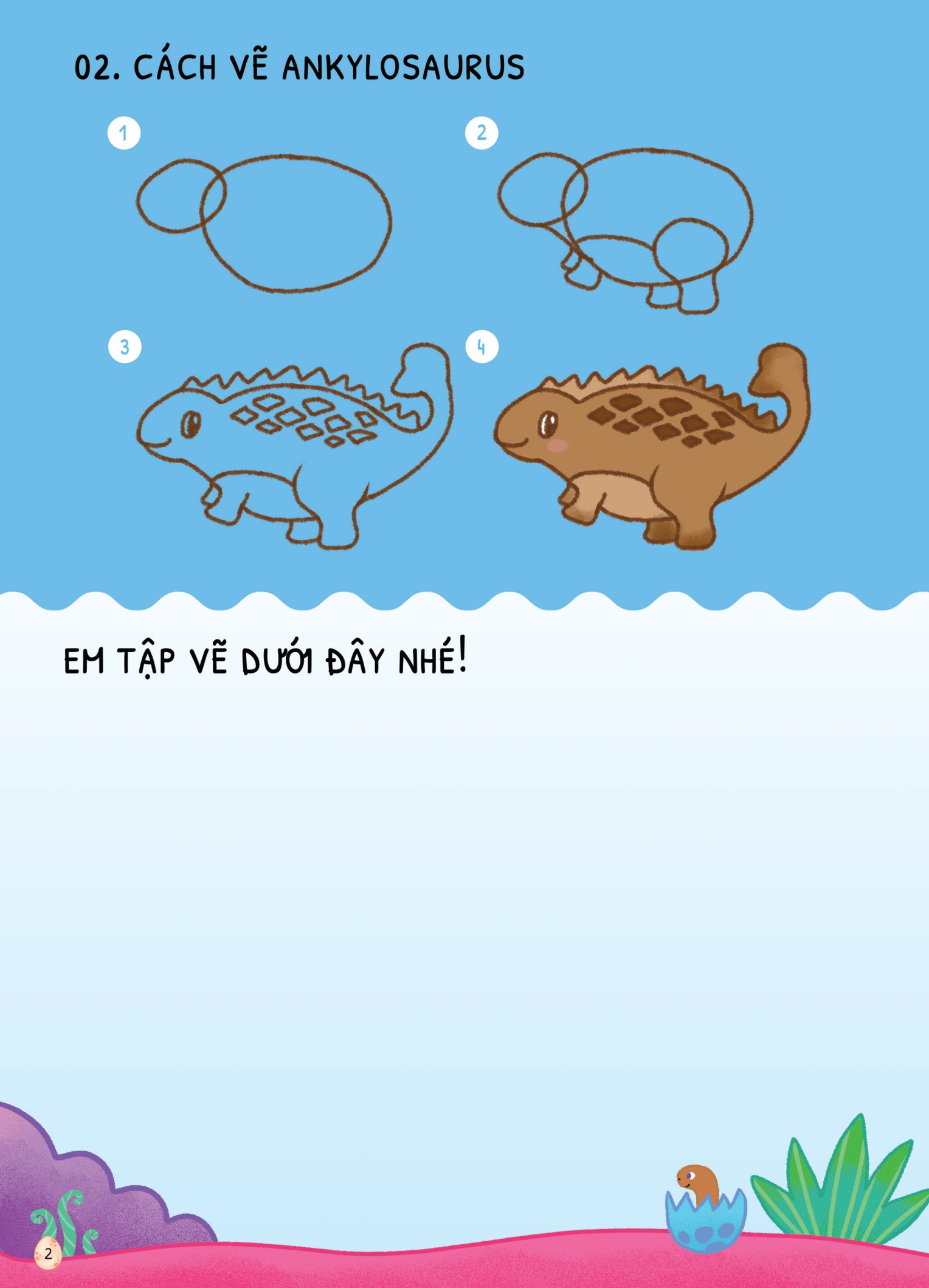 dino tập vẽ - 4 bước vẽ đơn giản - khủng long - Ảnh 4