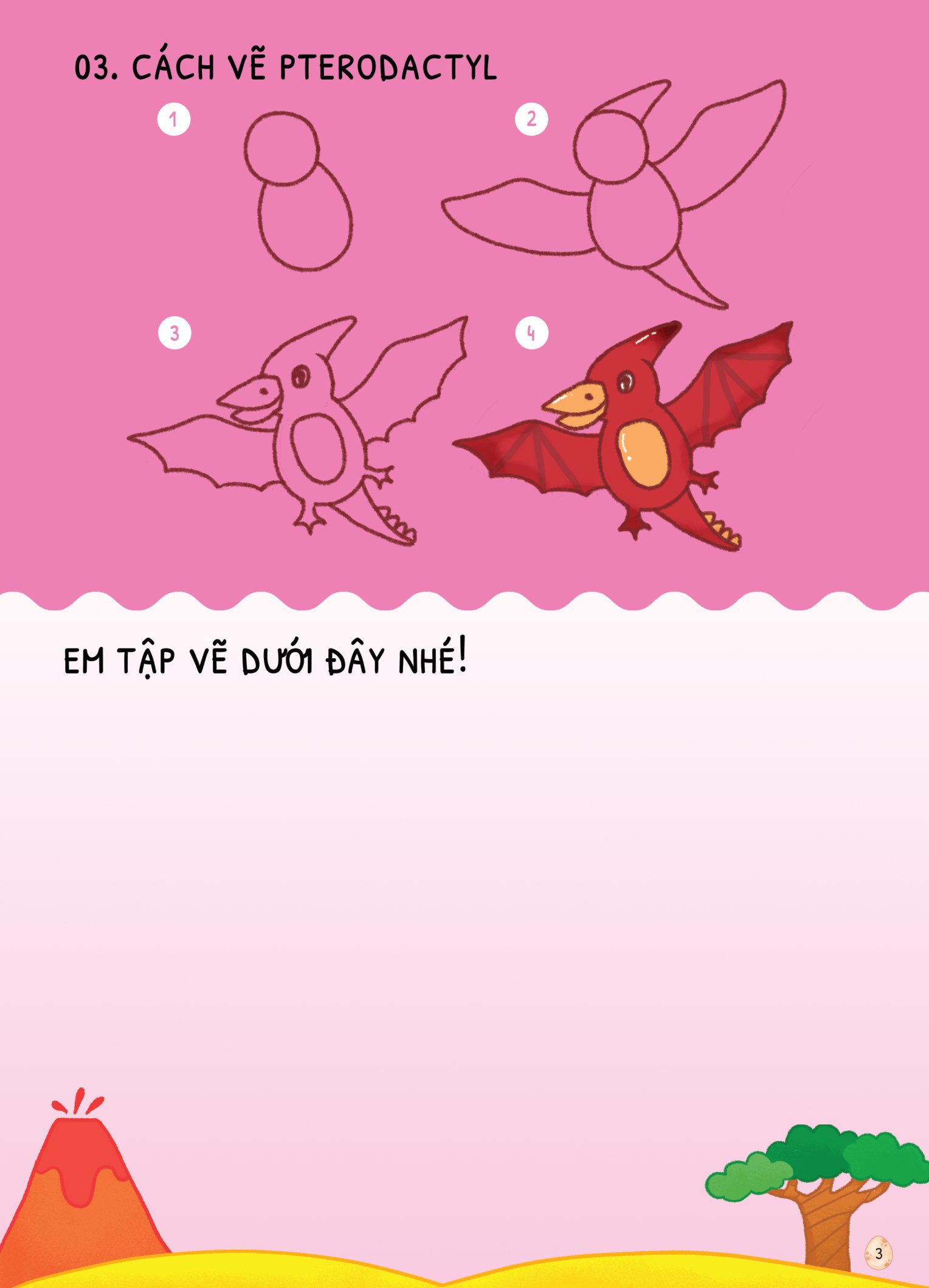 dino tập vẽ - 4 bước vẽ đơn giản - khủng long - Ảnh 5