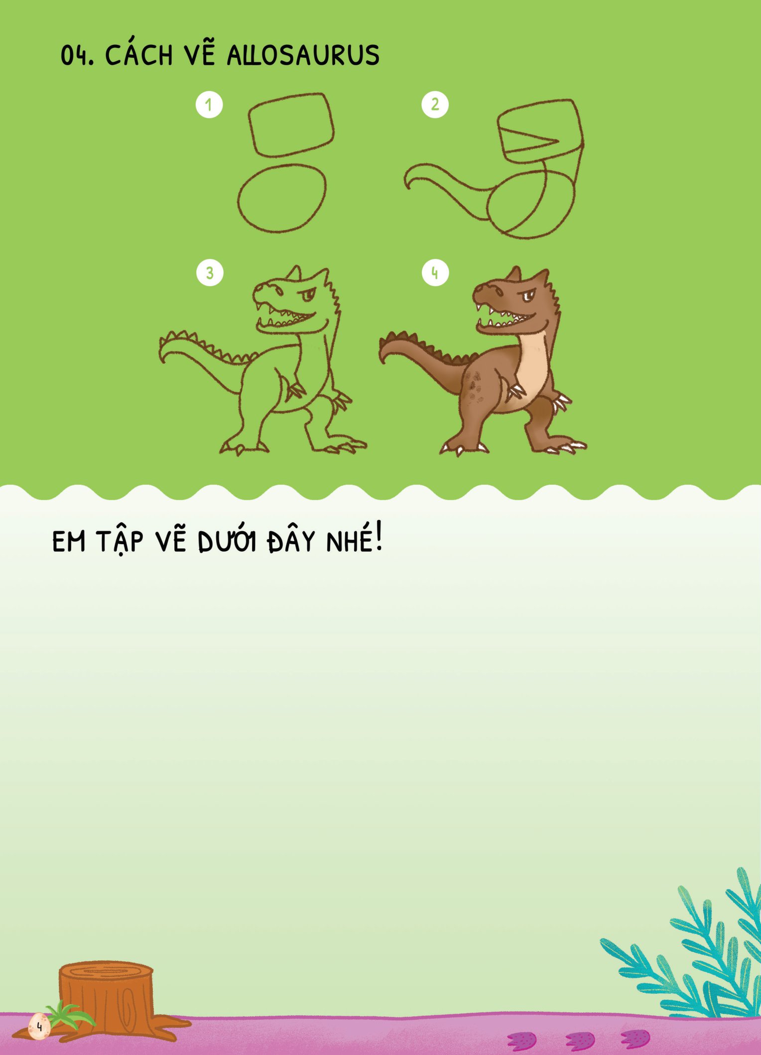 dino tập vẽ - 4 bước vẽ đơn giản - khủng long - Ảnh 6
