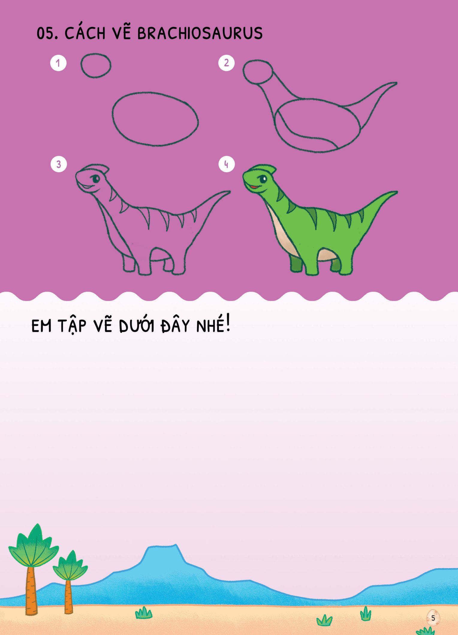 dino tập vẽ - 4 bước vẽ đơn giản - khủng long - Ảnh 7