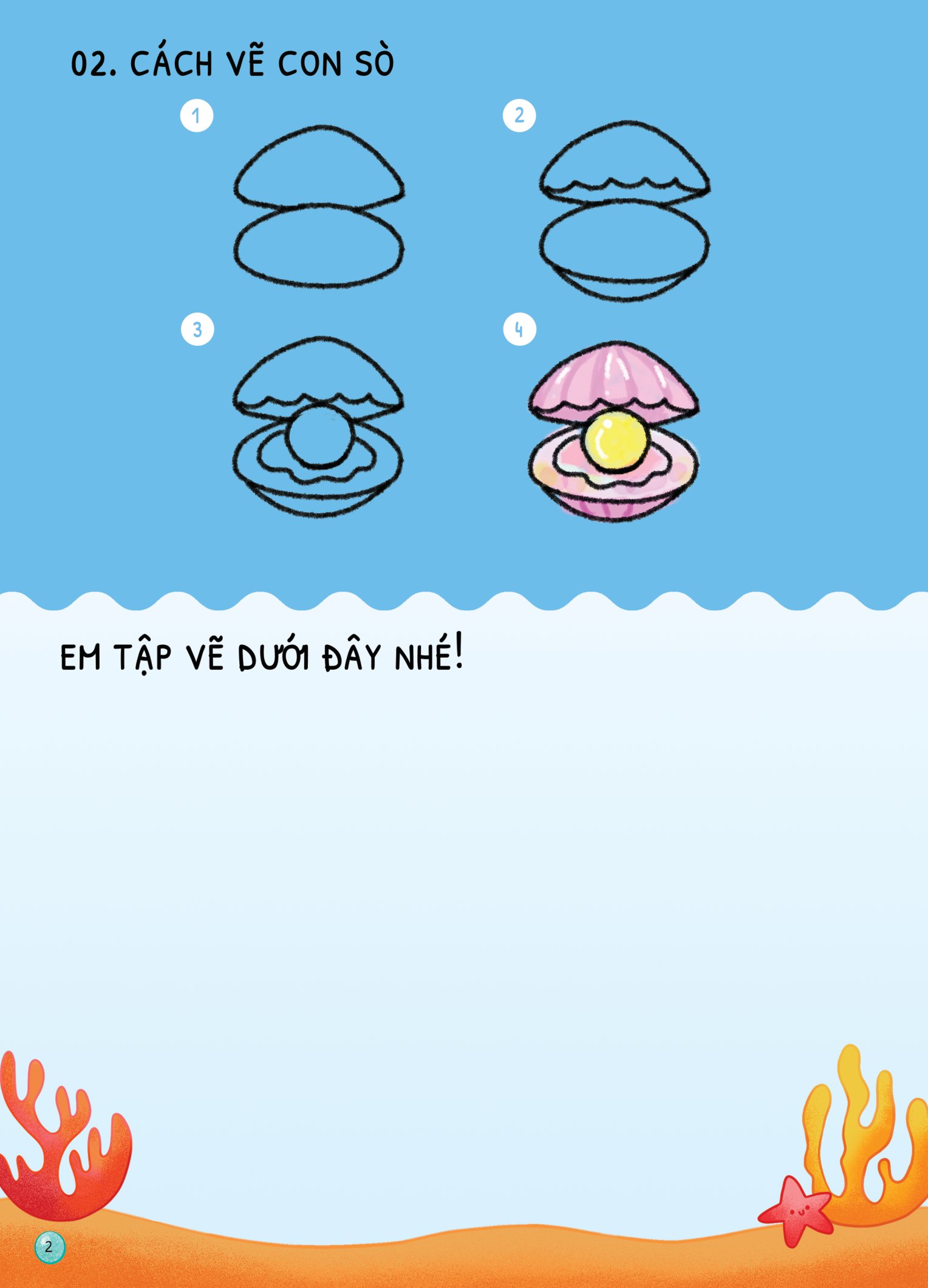 dino tập vẽ - 4 bước vẽ đơn giản - sinh vật biển - Ảnh 4
