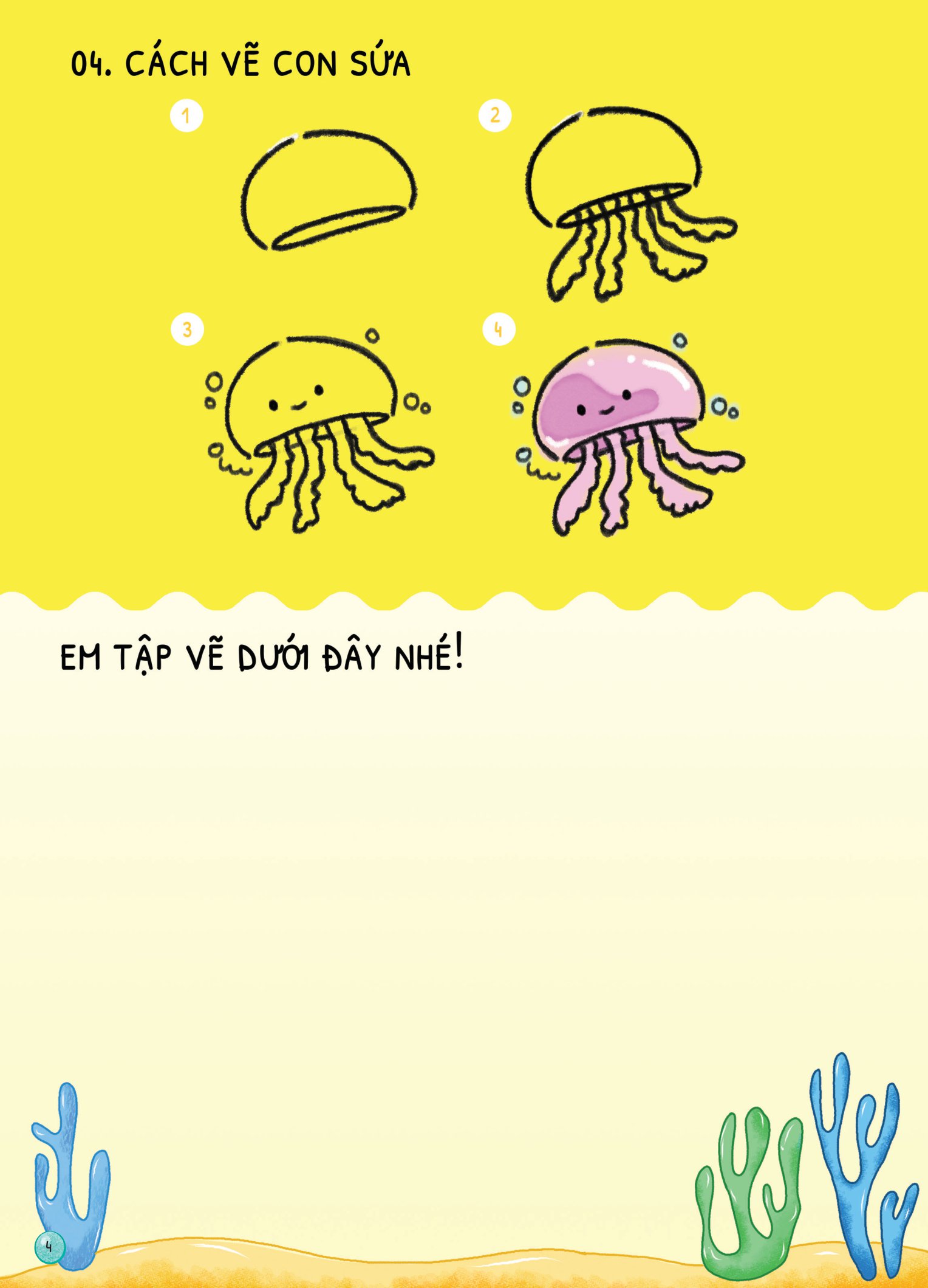 dino tập vẽ - 4 bước vẽ đơn giản - sinh vật biển - Ảnh 6