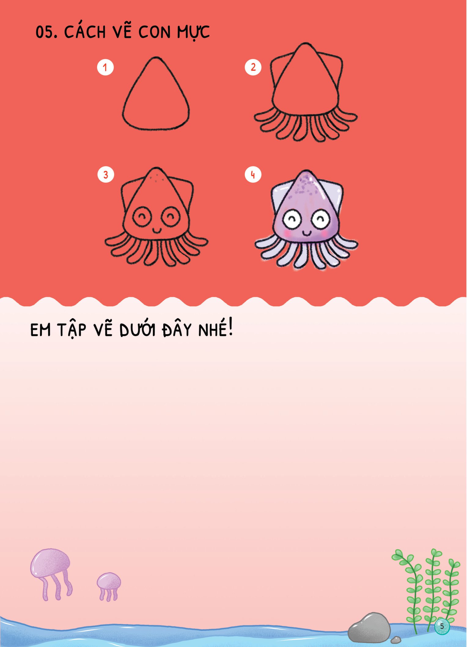 dino tập vẽ - 4 bước vẽ đơn giản - sinh vật biển - Ảnh 7