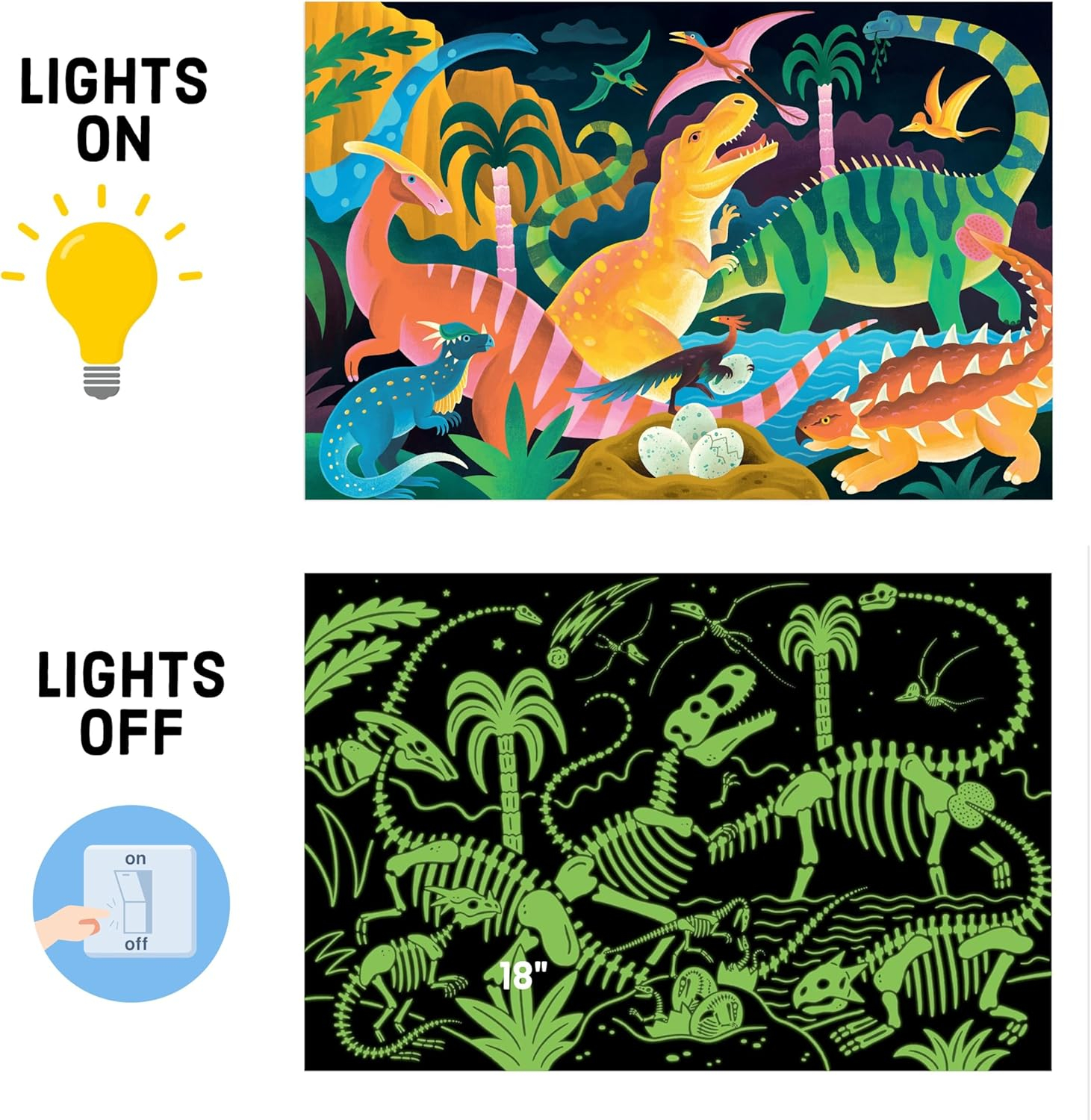 Dinosaur Park 100 Piece Glow In The Dark Puzzle - Ảnh 3