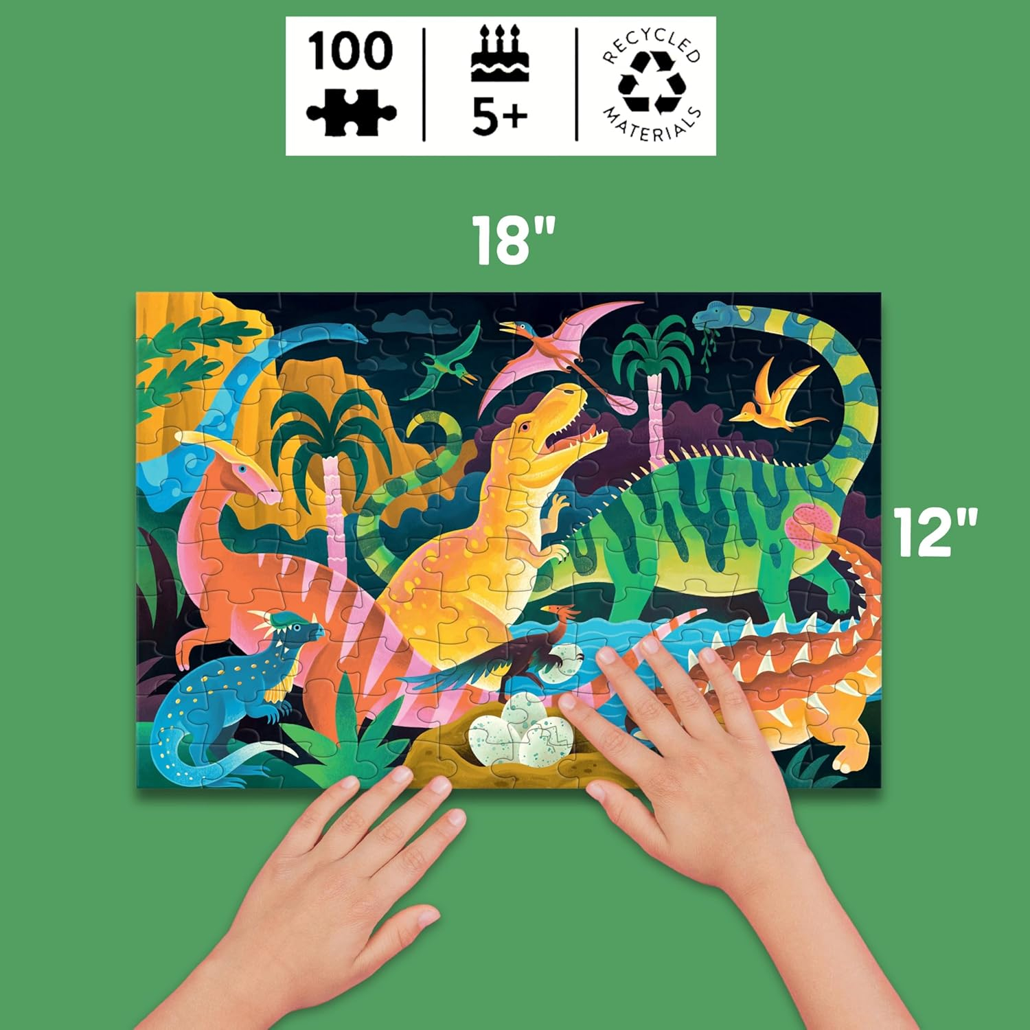 Dinosaur Park 100 Piece Glow In The Dark Puzzle - Ảnh 5