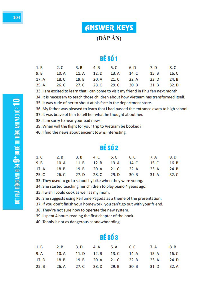 đột phá điểm 9+ tiếng anh - bộ đề thi tiếng anh vào lớp 10 - có đáp án - Ảnh 10