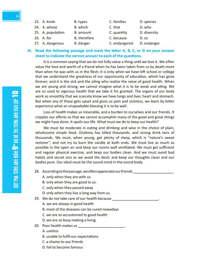 đột phá điểm 9+ tiếng anh - bộ đề thi tiếng anh vào lớp 10 - có đáp án - Ảnh 6