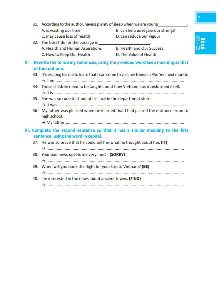 đột phá điểm 9+ tiếng anh - bộ đề thi tiếng anh vào lớp 10 - có đáp án - Ảnh 7