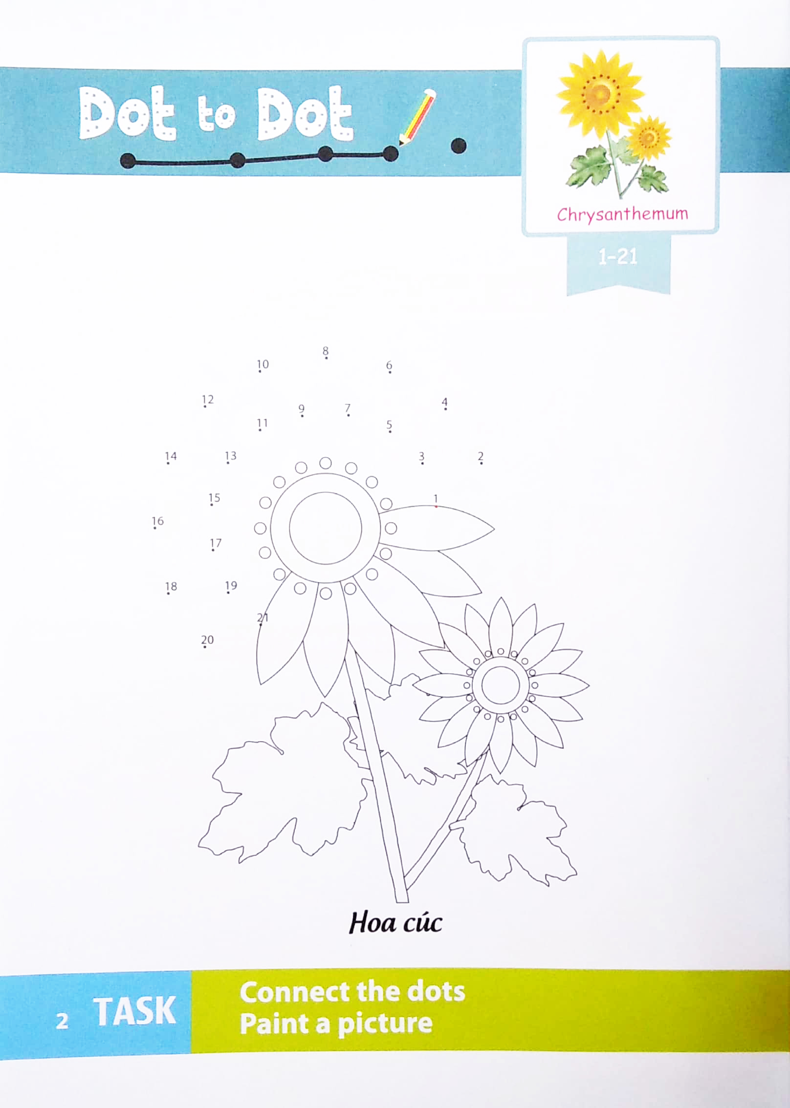 dot to dot coloring book - nối số & tô màu - các loài hoa - Ảnh 4
