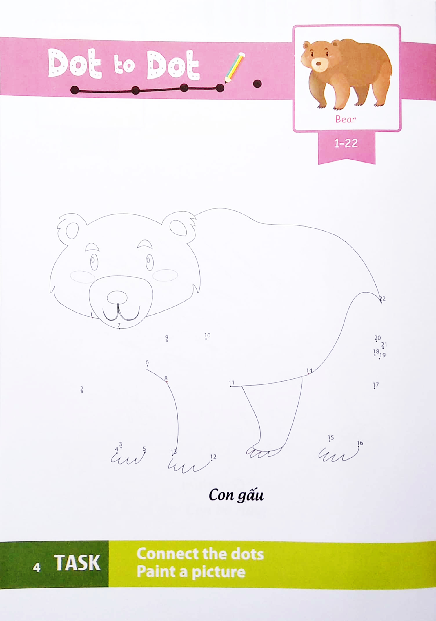 dot to dot coloring book - nối số & tô màu - động vật hoang dã - Ảnh 6