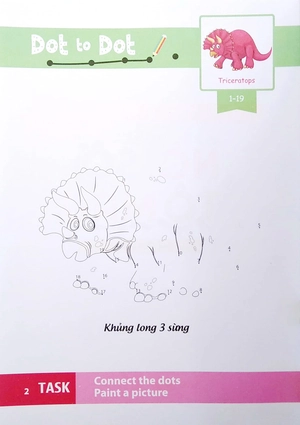 dot to dot coloring book - nối số & tô màu - khủng long - Ảnh 3