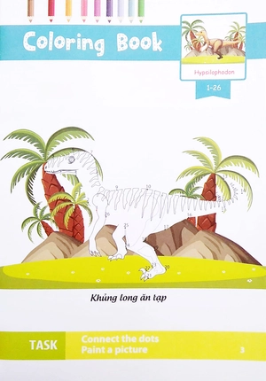 dot to dot coloring book - nối số & tô màu - khủng long - Ảnh 4