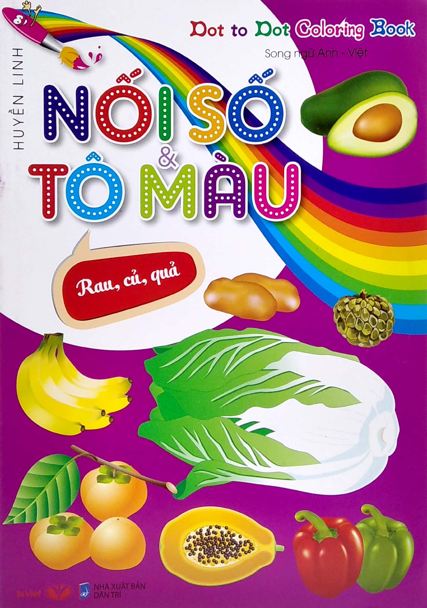 dot to dot coloring book - nối số & tô màu - rau, củ, quả - Ảnh 3