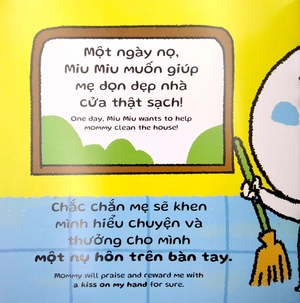 ehon kĩ năng sống - miu miu tự lập: dọn nhà (từ 1 - 6 tuổi) (song ngữ anh - việt) - Ảnh 3