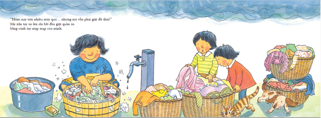 ehon nhật bản - mẹ giặt đồ ngày mây - Ảnh 4