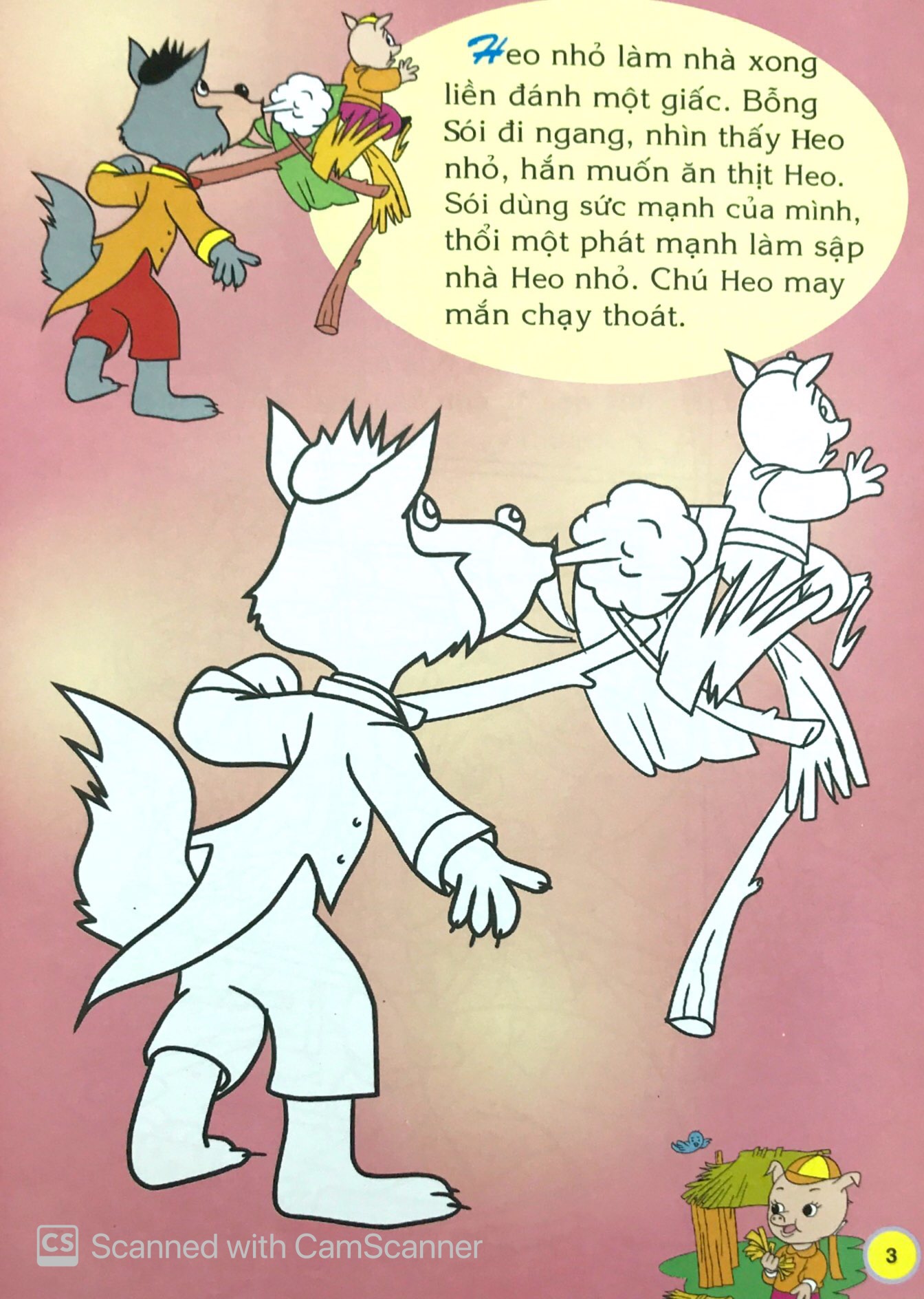 em đọc ngụ ngôn và tô màu: 3 chú heo xây nhà - Ảnh 5