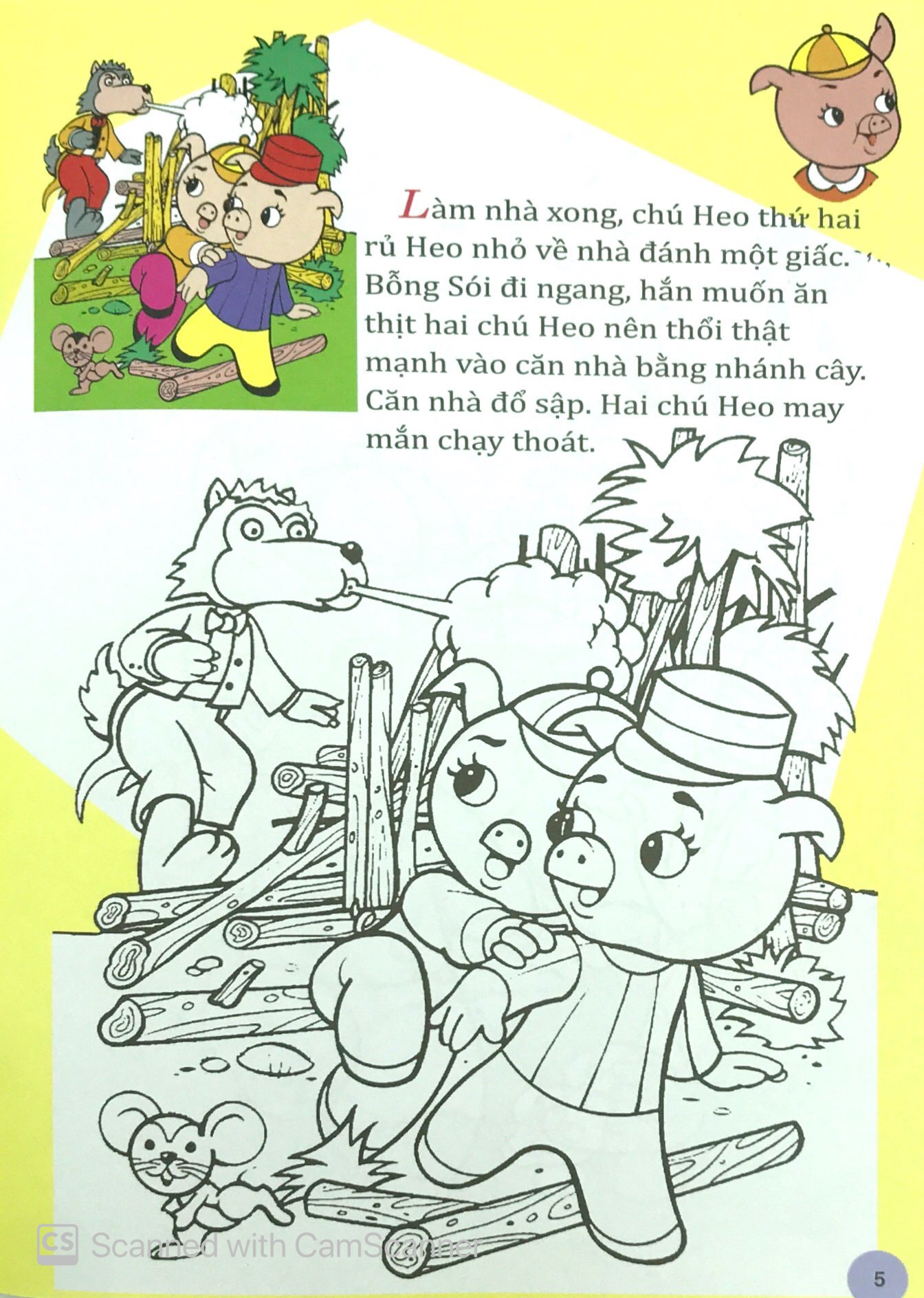 em đọc ngụ ngôn và tô màu: 3 chú heo xây nhà - Ảnh 7