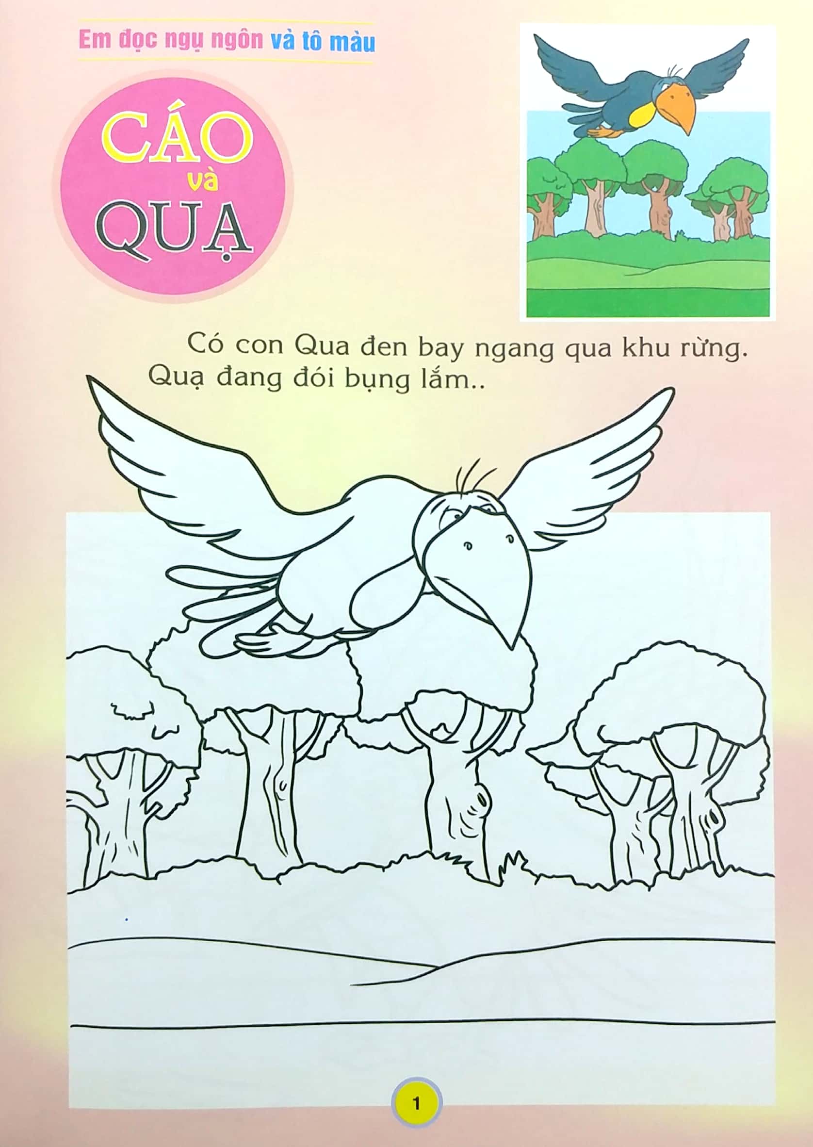 em đọc ngụ ngôn và tô màu: cáo và quạ - Ảnh 3