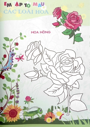 em tập tô màu - chủ đề các loài hoa (tái bản 2024) - Ảnh 3
