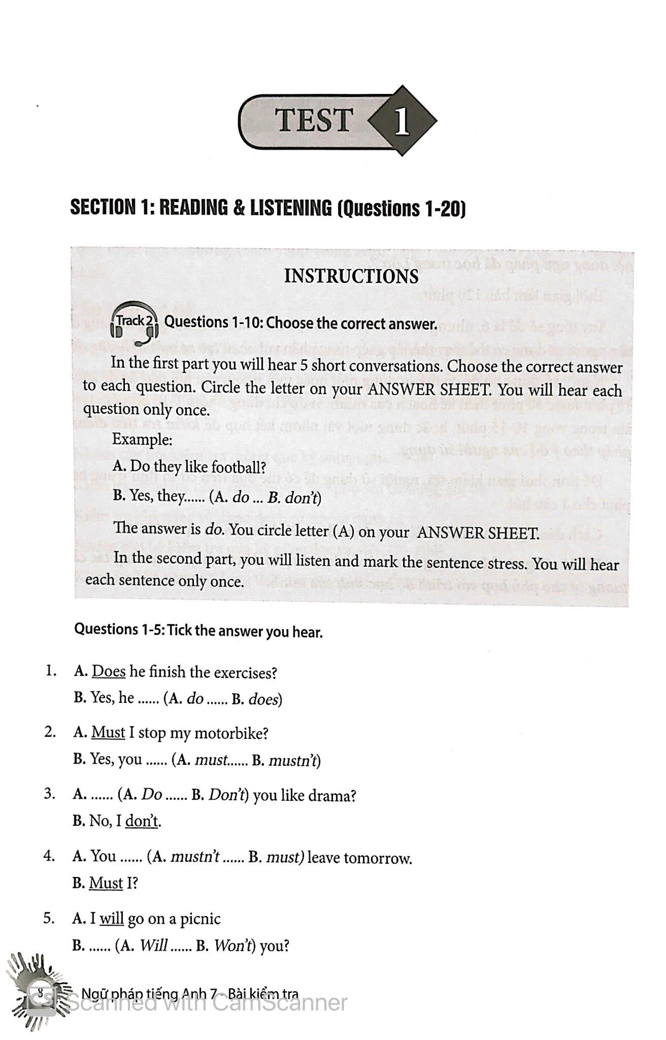 english grammar - ngữ pháp tiếng anh 7 (sách bài tập) - Ảnh 3