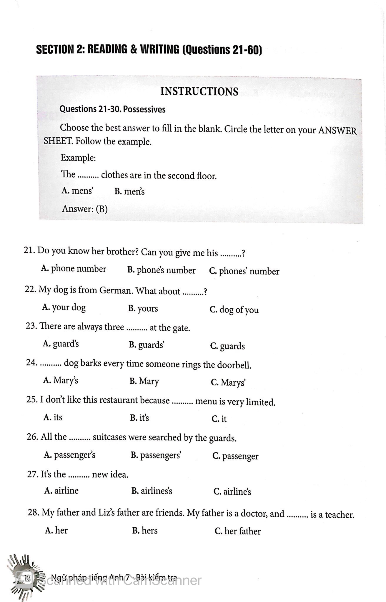 english grammar - ngữ pháp tiếng anh 7 (sách bài tập) - Ảnh 5