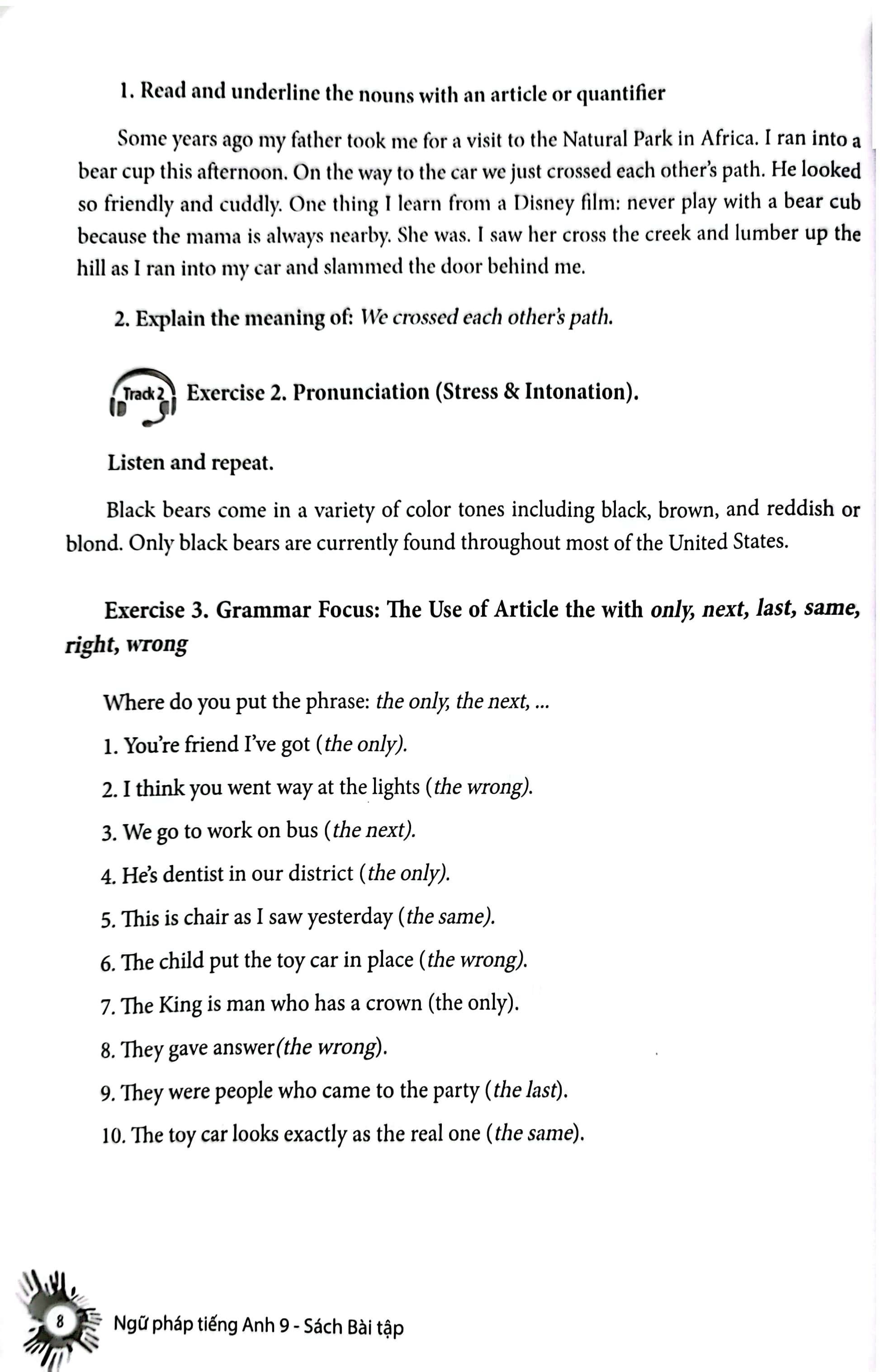 english grammar - ngữ pháp tiếng anh 9 (sách bài tập) - Ảnh 4