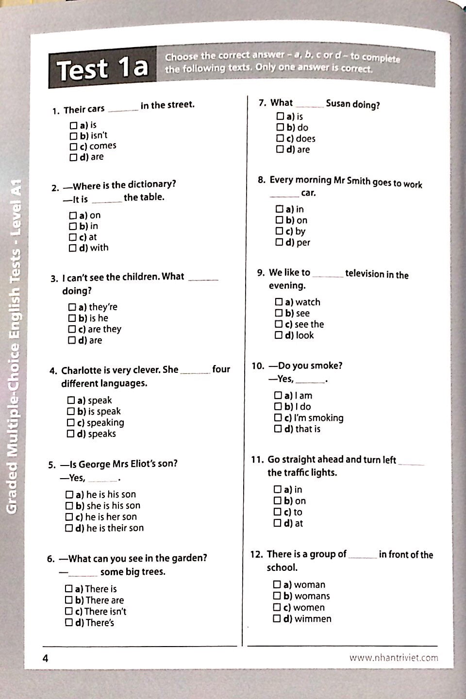 english tests level a1 - Ảnh 3