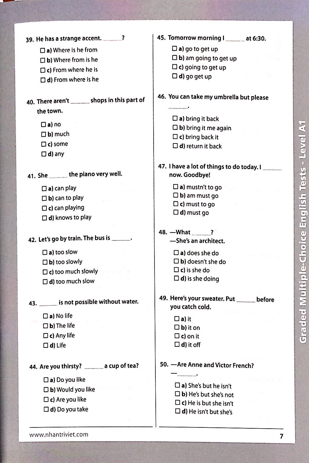 english tests level a1 - Ảnh 6