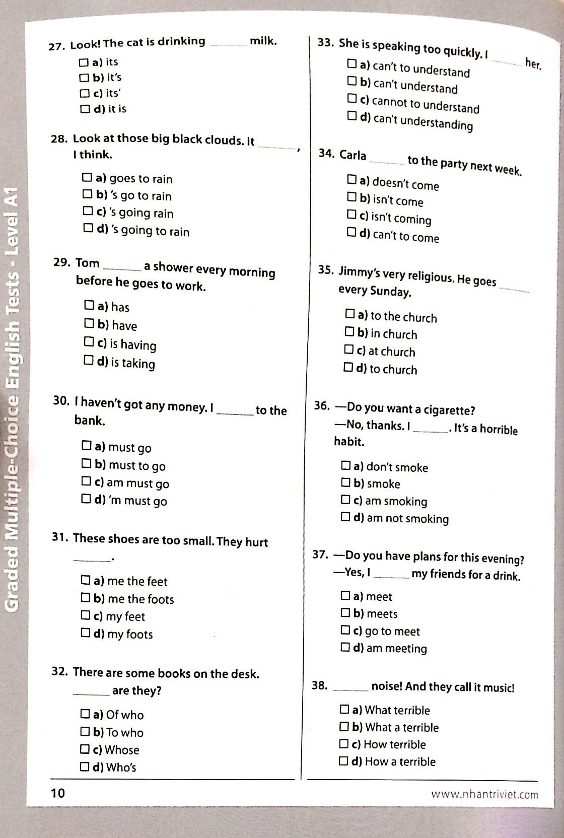english tests level a1 - Ảnh 9