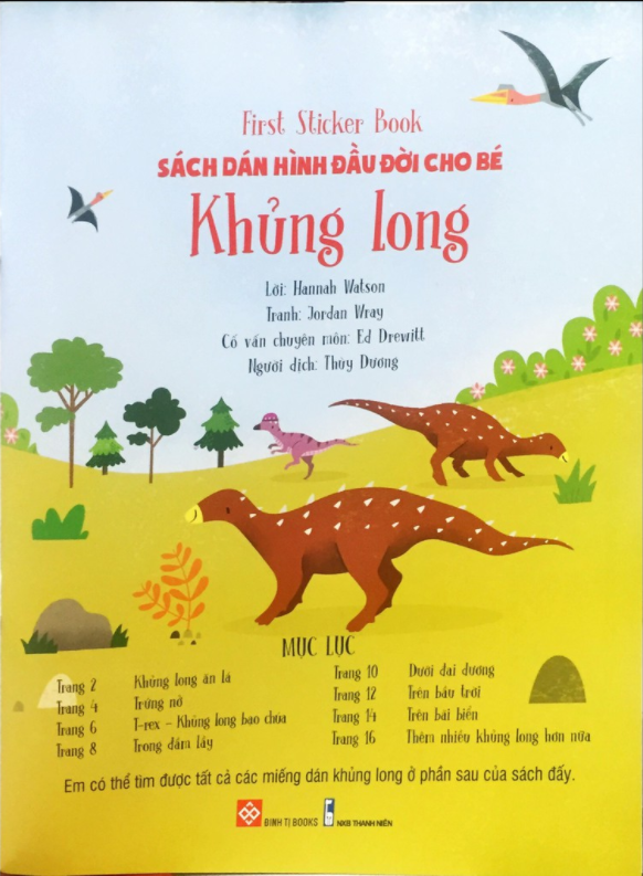 first sticker book - sách dán hình đầu đời cho bé - khủng long - Ảnh 4