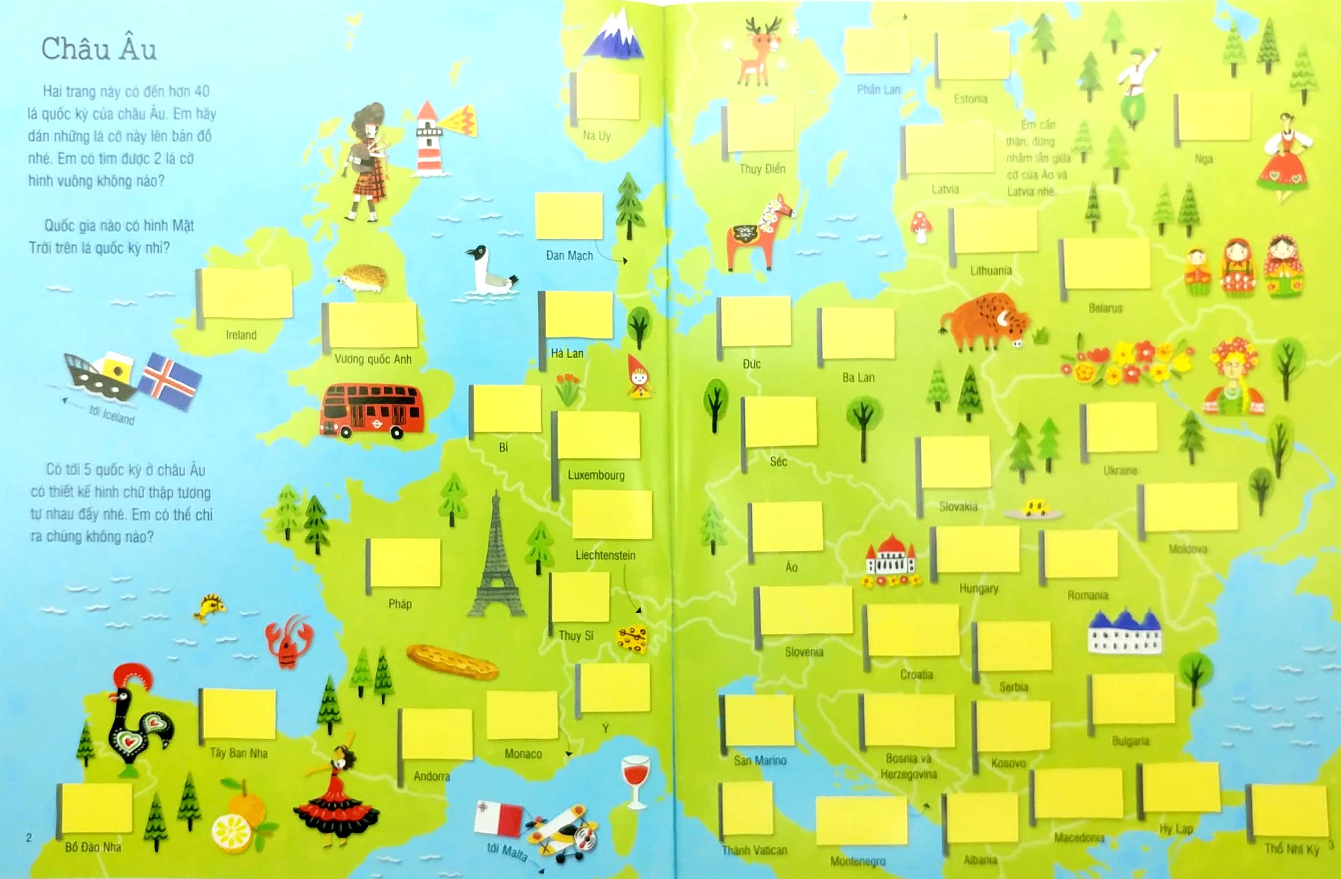 first sticker book - sách dán hình đầu đời cho bé - quốc kỳ các nước - Ảnh 4