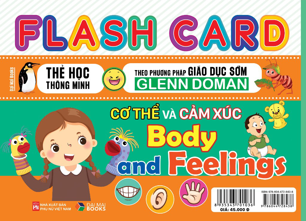 flash card - thẻ học thông minh theo phương pháp giáo dục sớm glenn doman - cơ thể và cảm xúc - body and feelings - Ảnh 2