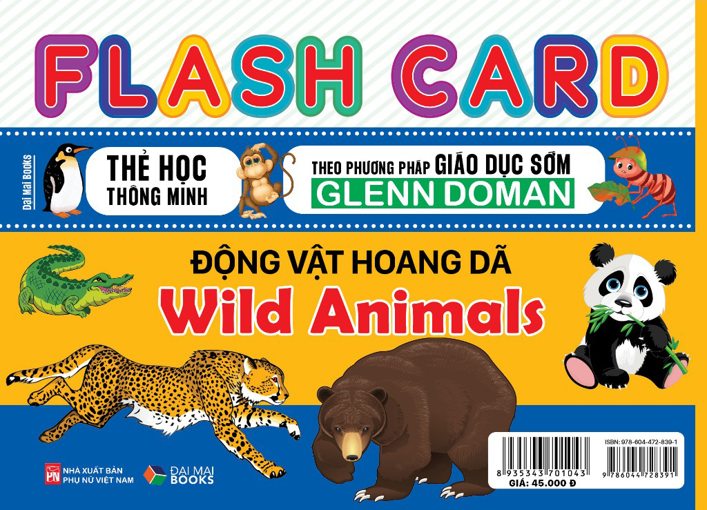 flash card - thẻ học thông minh theo phương pháp giáo dục sớm glenn doman - động vật hoang dã - wild animals - Ảnh 2