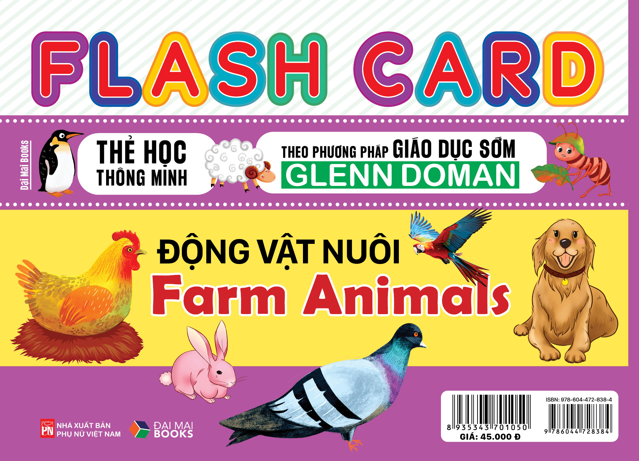 flash card - thẻ học thông minh theo phương pháp giáo dục sớm glenn doman - động vật nuôi - farm animals - Ảnh 2