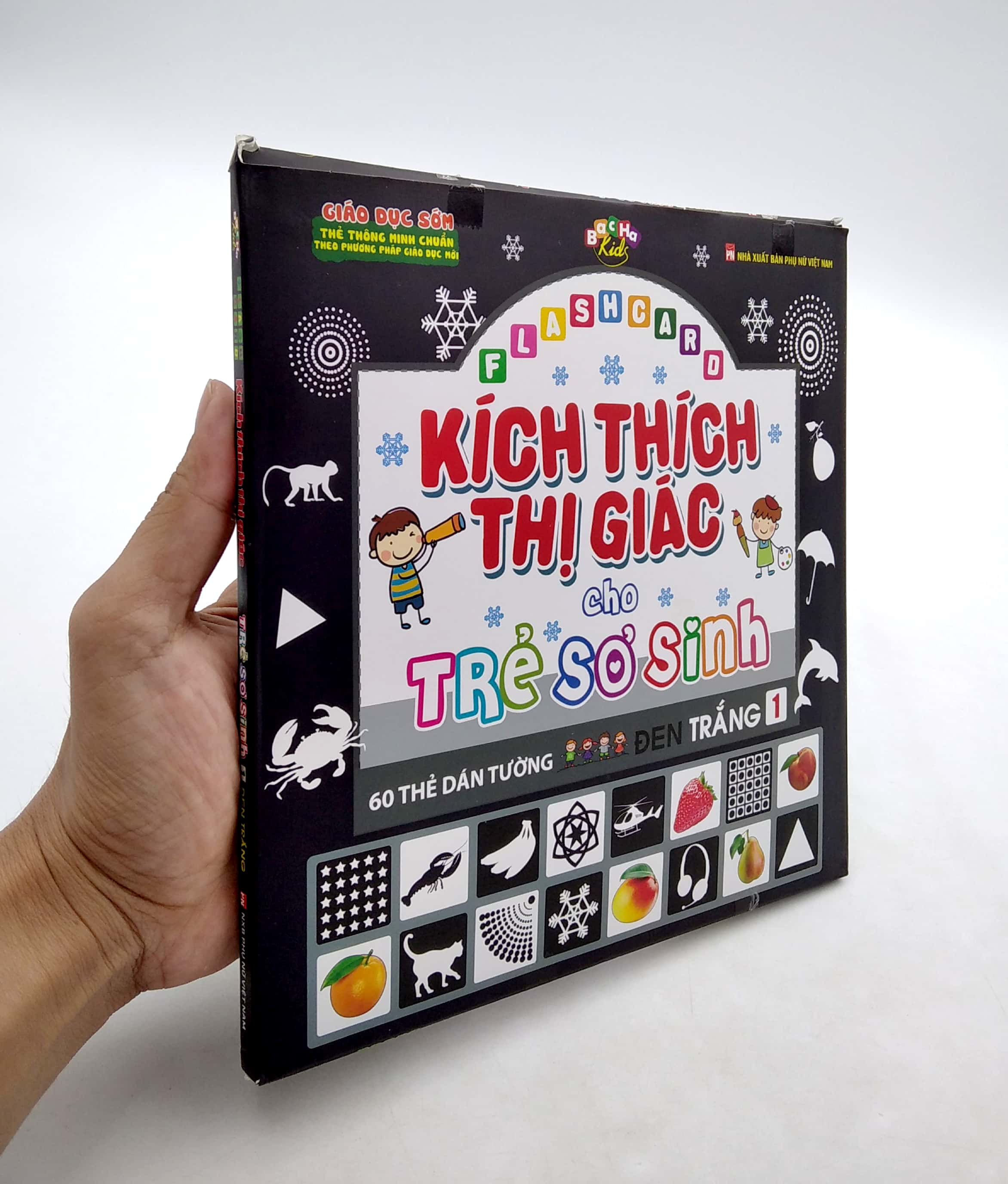 flashcard kích thích thị giác cho trẻ sơ sinh - 60 thẻ dán tường đen trắng 1 - Ảnh 8