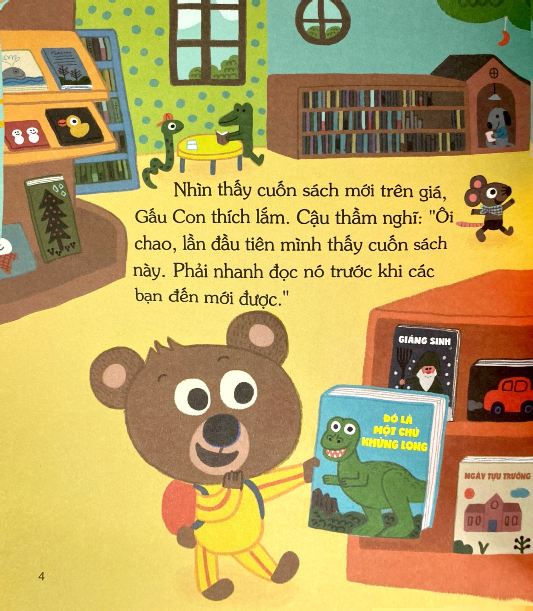 gấu con tinh nghịch - sách tranh giáo dục nhân cách - khả năng điều chỉnh bản thân - gấu con đi thư viện - Ảnh 5