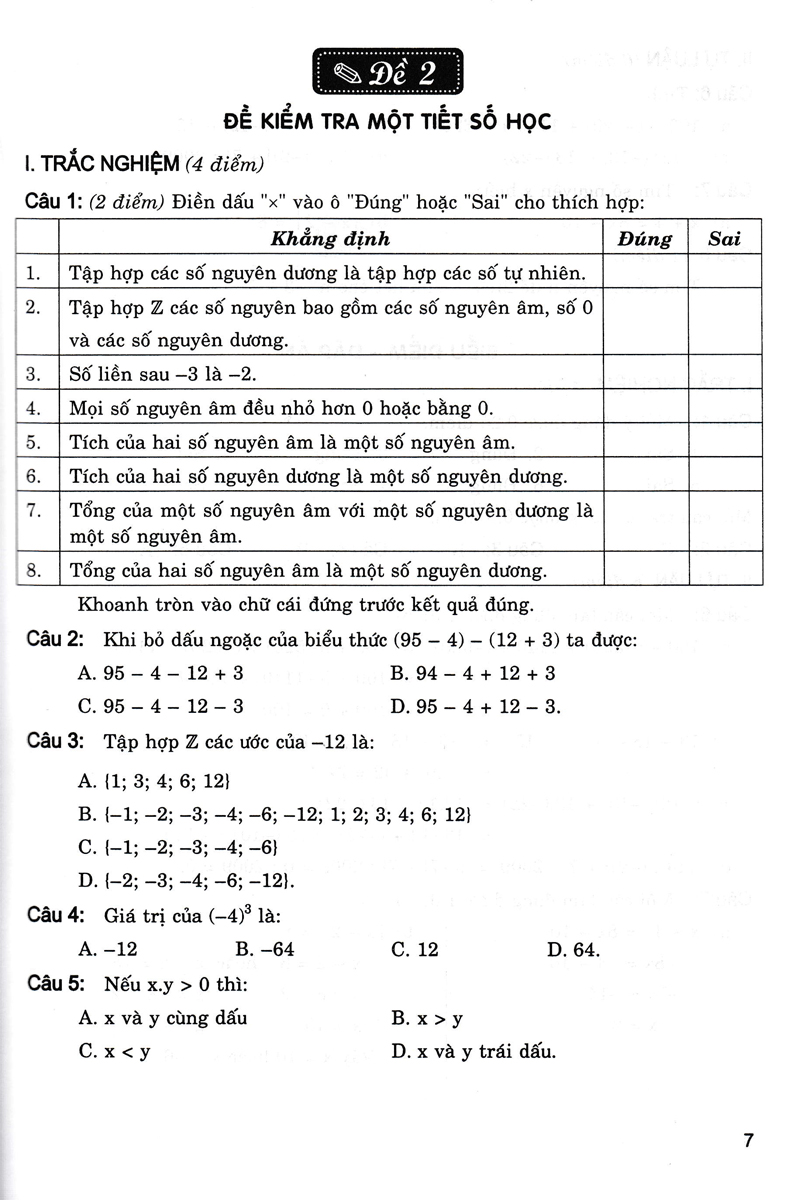 giới thiệu các dạng đề kiểm tra toán 6 (dùng chung cho các bộ sgk hiện hành) - Ảnh 8