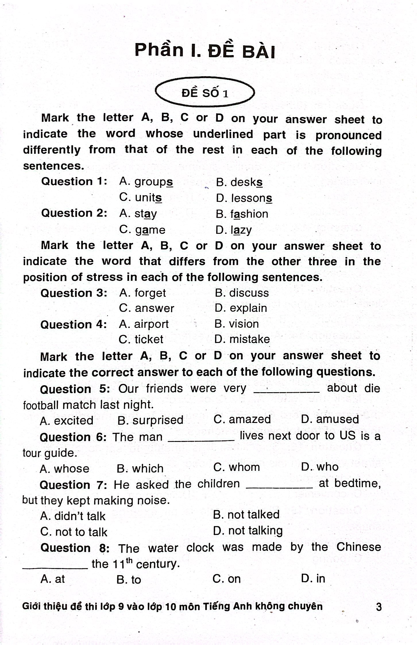 giới thiệu đề thi lớp 9 vào lớp 10 môn tiếng anh không chuyên - Ảnh 4